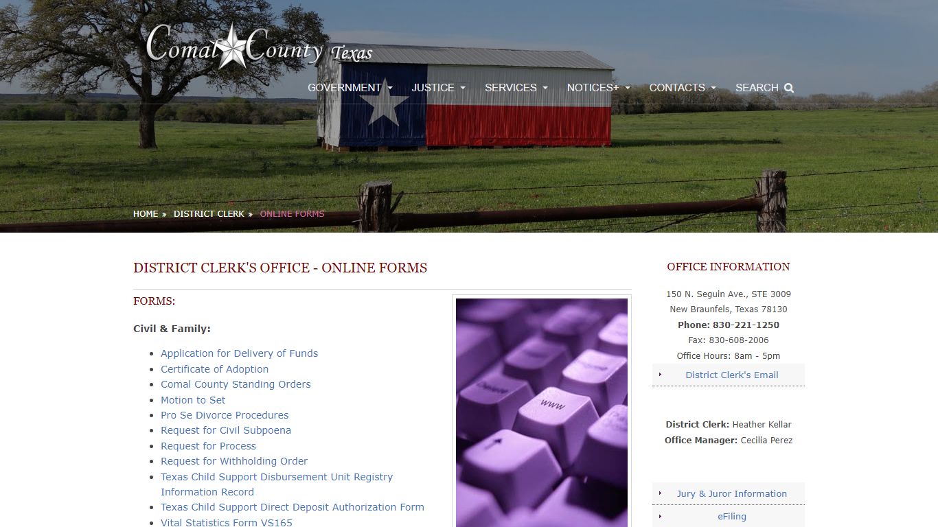 Distric Clerk Online Forms | Comal County, Texas